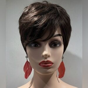 Stunning Crimson Red Feather Dangle Rhinestone Earrings